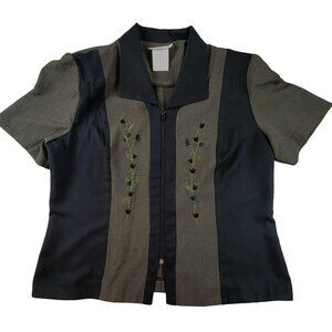 Vintage Women's Jacket Heather Green and Black Short Sleeve Size 16  JH1636089